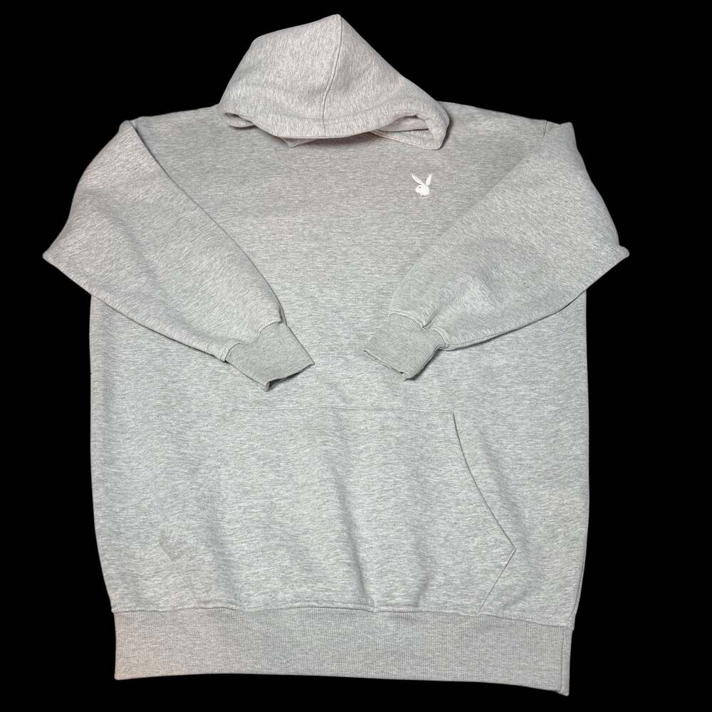 Playboy x Missguided Grey Graphic Hoodie Dress